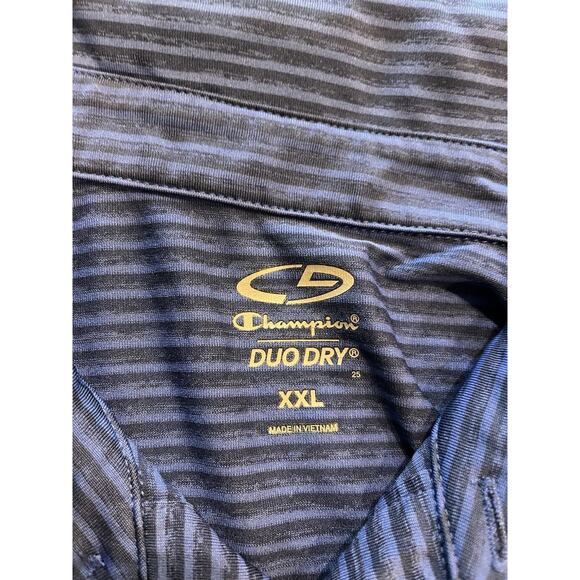 Champion Mens Navy Blue Royal Striped Duo Dry Short Sleeve Golf Polo Size XXL - Picture 3 of 7